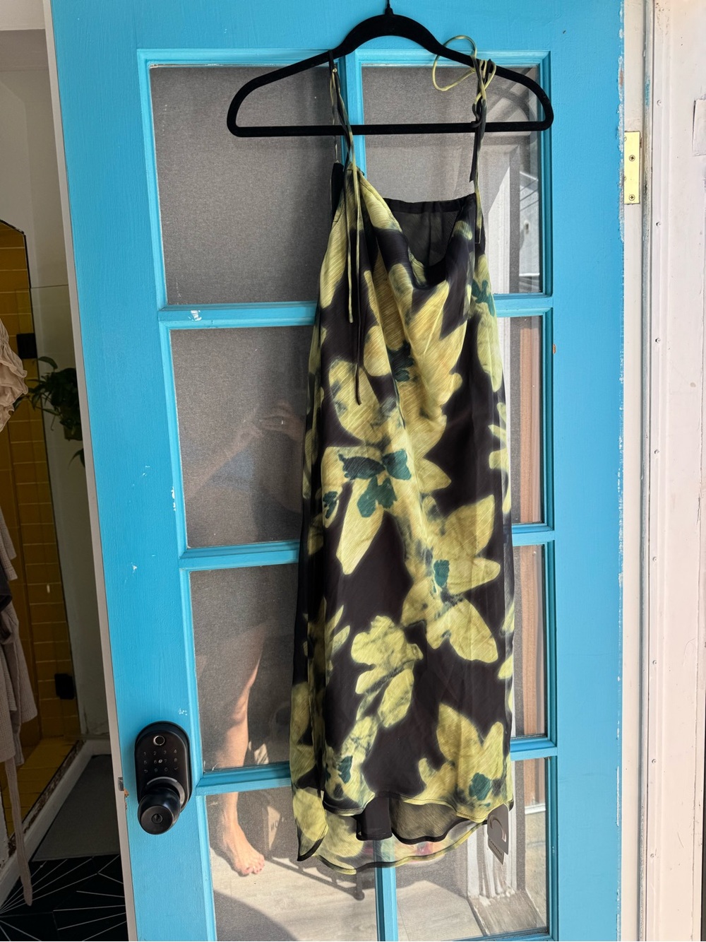 Commense Black and Yellow Floral Slip Dress